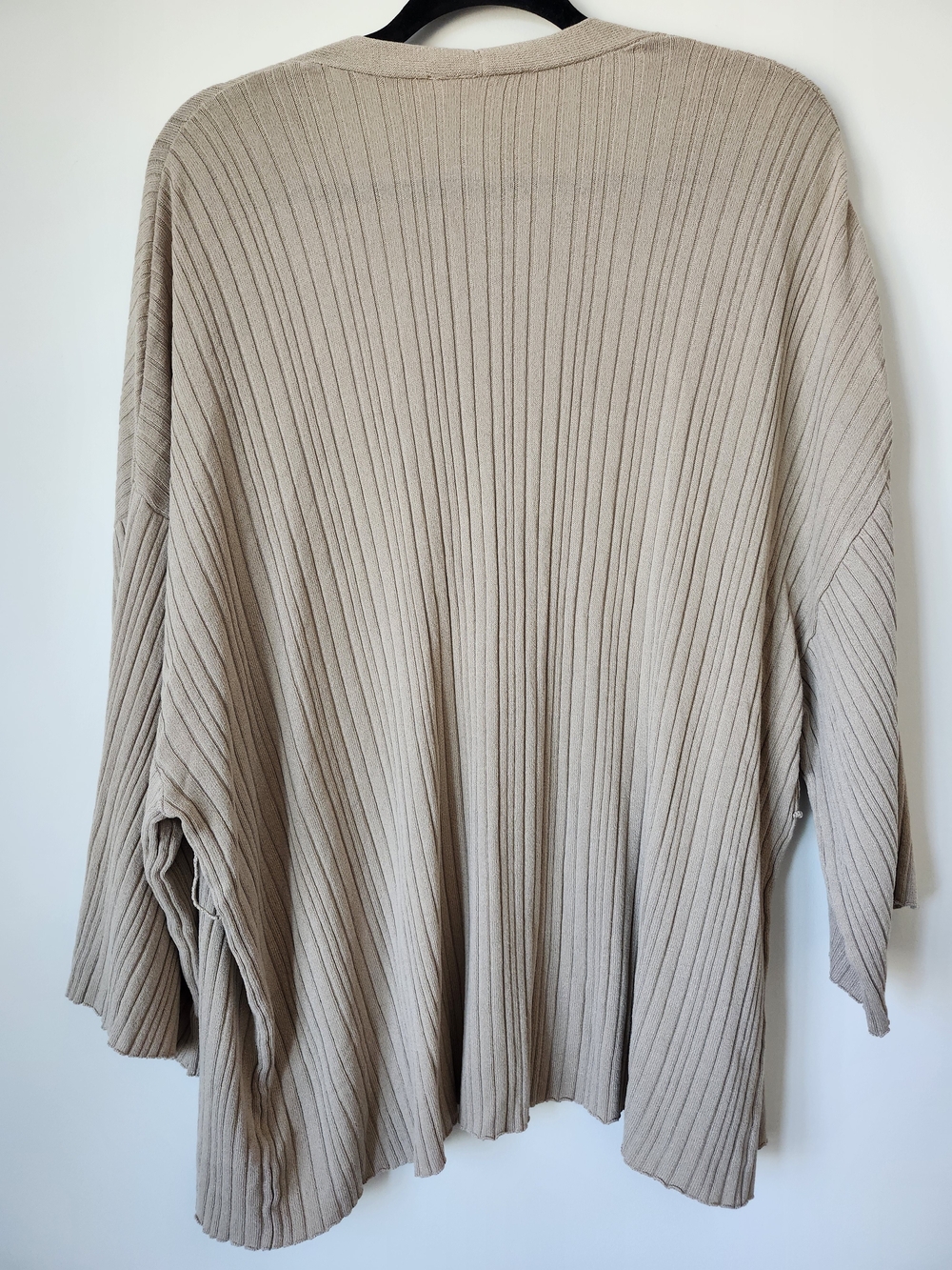 Tan Ribbed Open-Front Sweater Cardigan - Picture 7 of 9